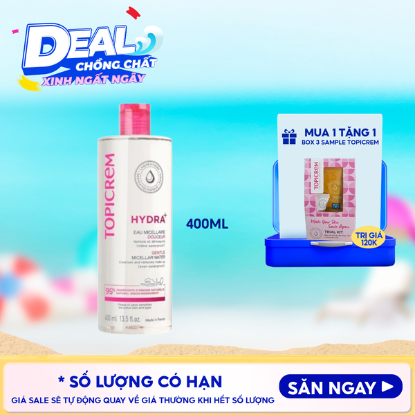  Nước Tẩy Trang Topicrem Dành Cho Da Khô & Nhạy Cảm Hydra+ Gentle Micellar Water 