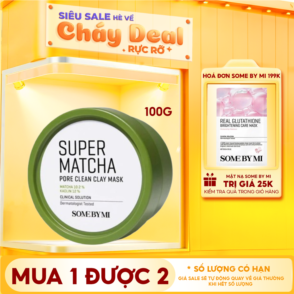 Mặt Nạ Đất Sét Some By Mi Trà Xanh Giúp Làm Sạch, Thu Nhỏ Lỗ Chân Lông Super Matcha Pore Clean Clay Mask 100g