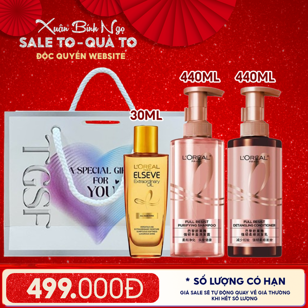  Dầu Gội, Dầu Xả L'oreal Giảm Rụng Tóc, Giúp Tóc Chắc Khỏe Full Resist 440ml 