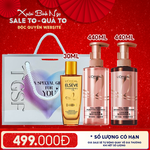 Dầu Gội, Dầu Xả L'oreal Giảm Rụng Tóc, Giúp Tóc Chắc Khỏe Full Resist 440ml