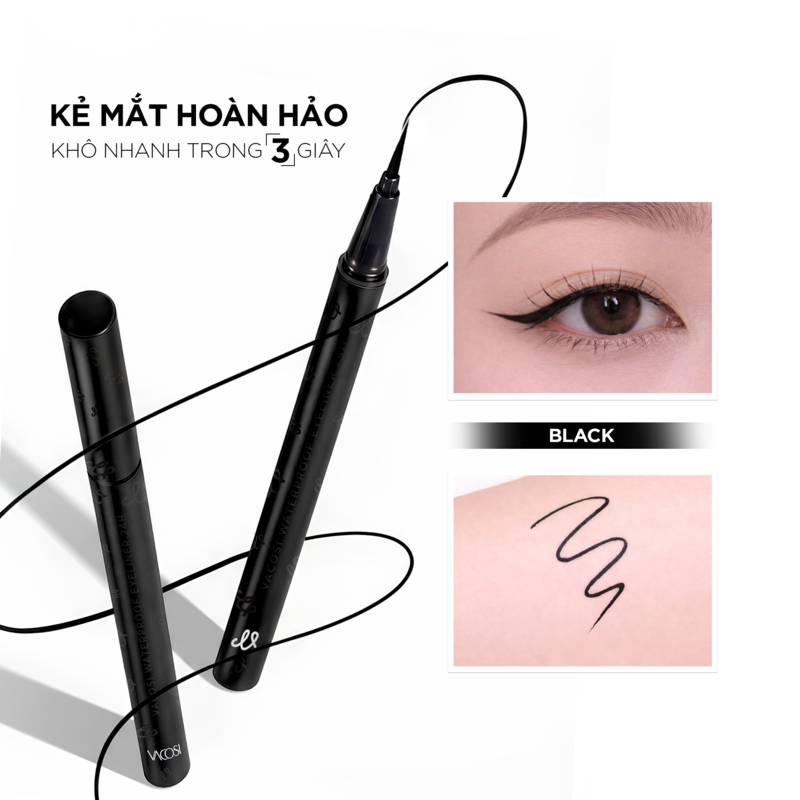 Bút Kẻ Mắt Nước 24h Vacosi Waterproof Eyeliner 24H - VM29 0.6g