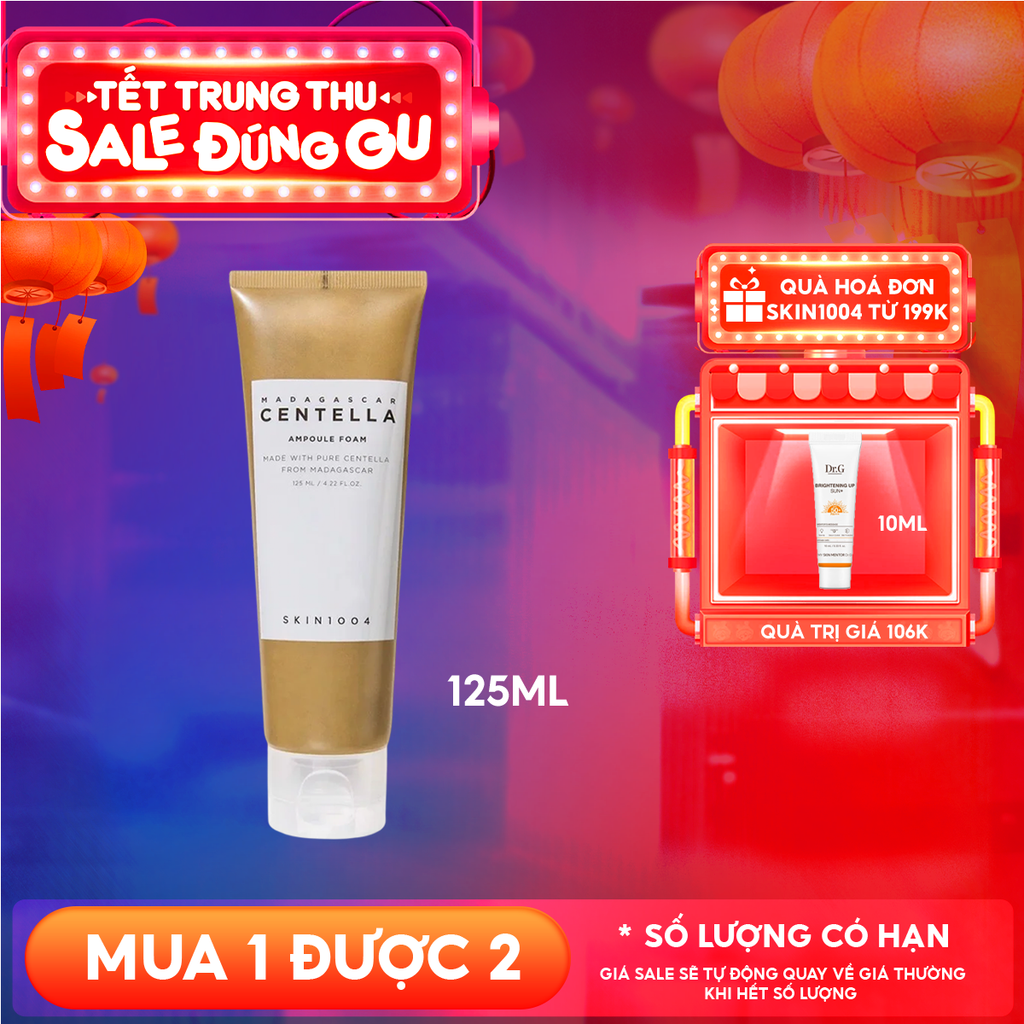 Sữa Rữa Mặt Tạo Bọt Skin1004 Làm Sạch Sâu, Dịu Nhẹ Chiết Xuất Rau Má Madagascar Centella Ampoule Foam 125ml