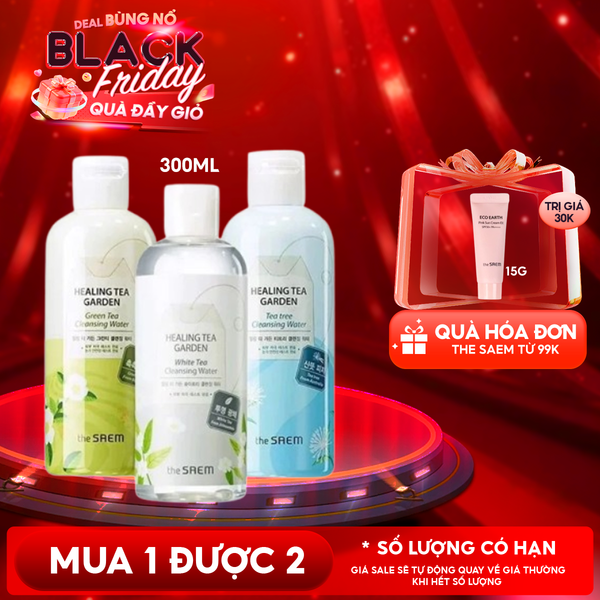  Nước Tẩy Trang The Saem Chiết Xuất Từ Các Loại Lá Trà Healing Tea Garden Cleansing Water 300ml 