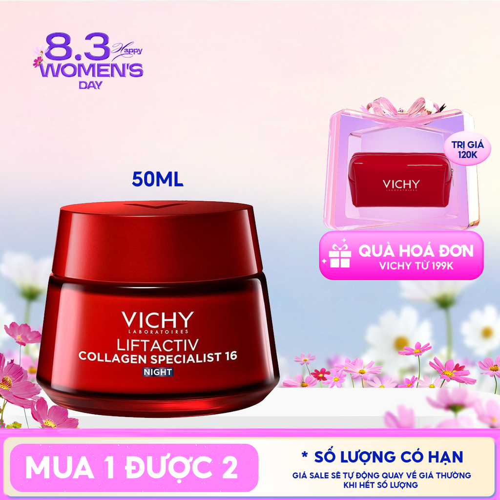 Kem Dưỡng Vichy Hỗ Trợ Sáng Da, Mờ Thâm Nám Ban Đêm Liftactiv Collagen Specialist Night 50ml