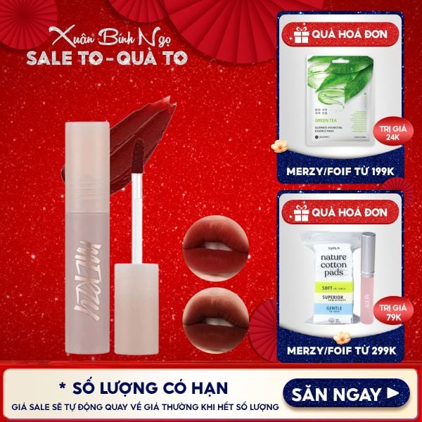 [Academia Collection] Son Kem Merzy Siêu Lì, Lâu Trôi, Lên Màu Chuẩn Academia Mellow Tint 4g 