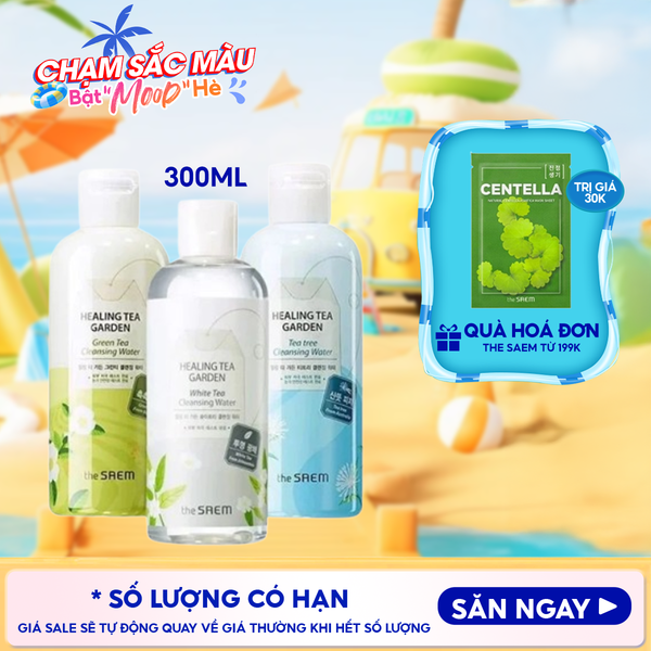  Nước Tẩy Trang The Saem Chiết Xuất Từ Các Loại Lá Trà Healing Tea Garden Cleansing Water 300ml 