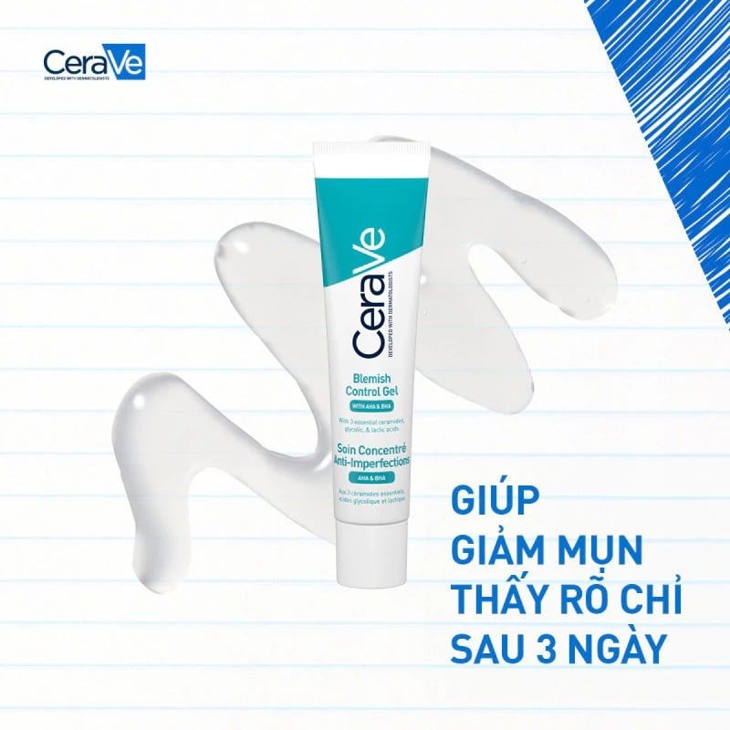Gel Dưỡng Cerave Hỗ Trợ Giảm Mụn, Mờ Thâm Blemish Control Gel 40ml