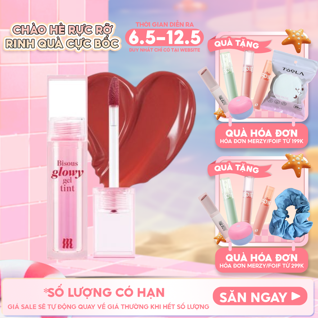Son Bóng Pha Lê Merzy Căng Mọng, Bền Màu Bisous Glowy Gel Tint