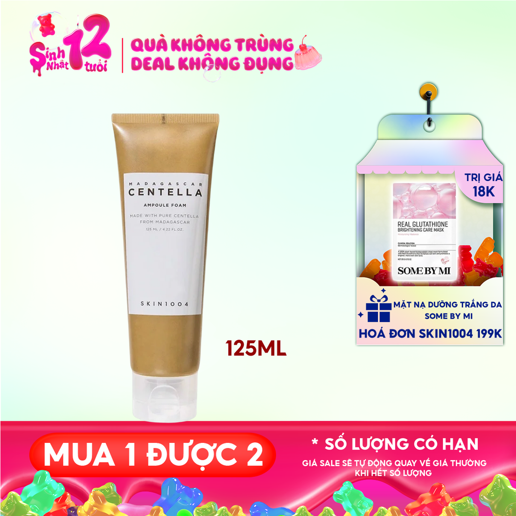 Sữa Rữa Mặt Tạo Bọt Skin1004 Làm Sạch Sâu, Dịu Nhẹ Chiết Xuất Rau Má Madagascar Centella Ampoule Foam 125ml