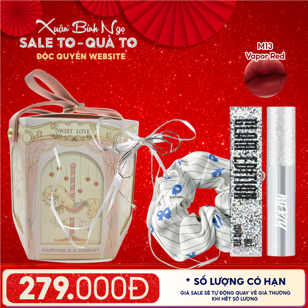 Túi Quà Tặng: Son Merzy + Kẹp Tóc Ngẫu Nhiên + Cột Tóc Ngẫu Nhiên + Túi Quà Tặng