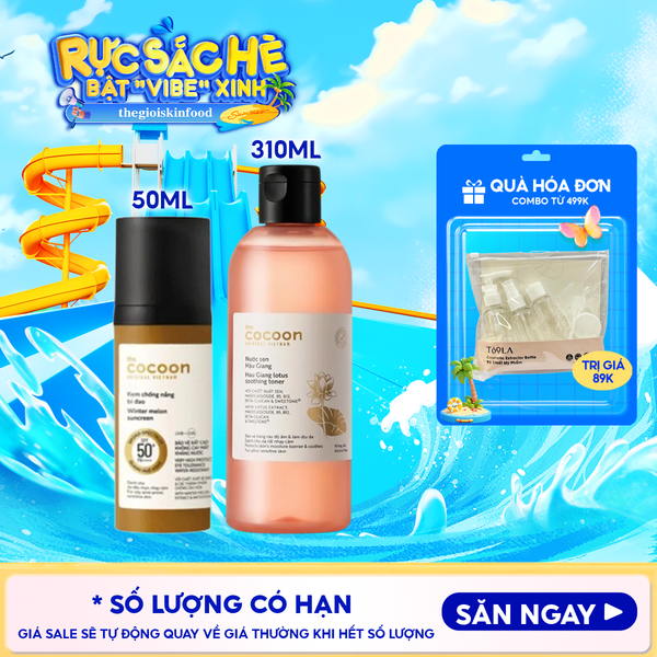  Kem Chống Nắng Cocoon Bí Đao Quang Phổ Rộng Dành Cho Da Dầu, Nhạy Cảm Winter Melon Sunscreen SPF50+ PA++++ 50ml 