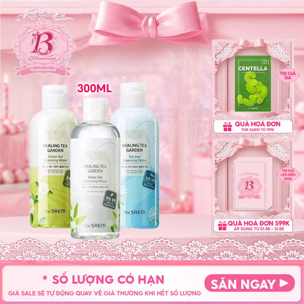  Nước Tẩy Trang The Saem Chiết Xuất Từ Các Loại Lá Trà Healing Tea Garden Cleansing Water 300ml 