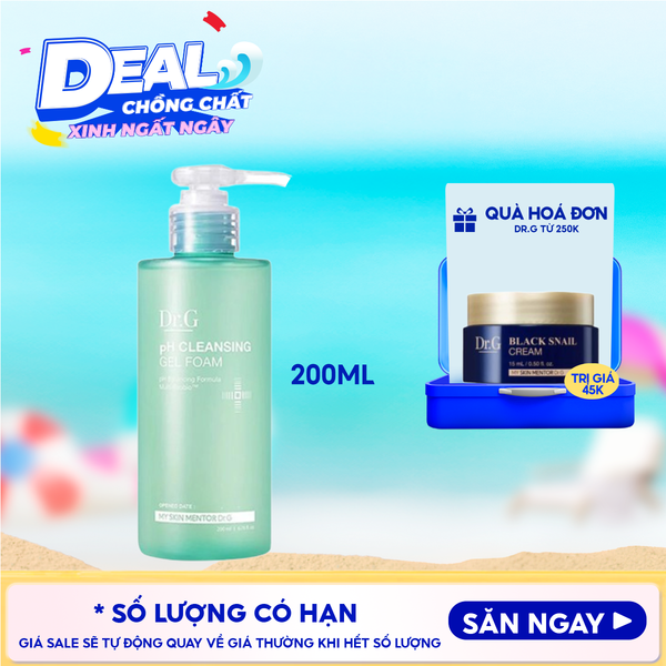  Sữa Rửa Mặt Dr.G Dạng Gel Tạo Bọt Dịu Nhẹ, Làm Sạch Sâu, Cấp Ẩm, Cho Da Nhạy Cảm pH Cleansing Gel Foam 200ml 