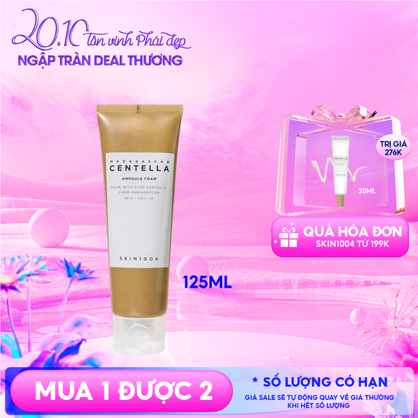  Sữa Rữa Mặt Tạo Bọt Skin1004 Làm Sạch Sâu, Dịu Nhẹ Chiết Xuất Rau Má Madagascar Centella Ampoule Foam 125ml 