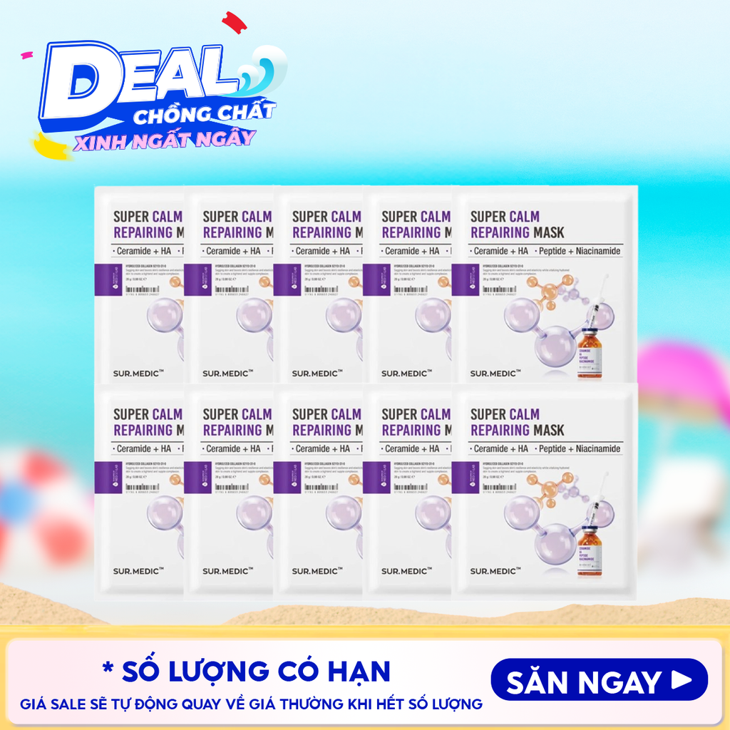 Combo 10 Miếng Mặt Nạ Cung Cấp Multi Vitamin, Hỗ Trợ Dưỡng Sáng Da Sur.Medic+