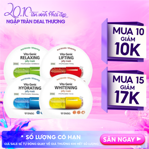 Mặt Nạ Miếng BNBG Dưỡng Ẩm, Hỗ Trợ Dưỡng Trắng, Cải Thiện Làn Da Hàn Quốc (Vitamin A, B, B3, E)