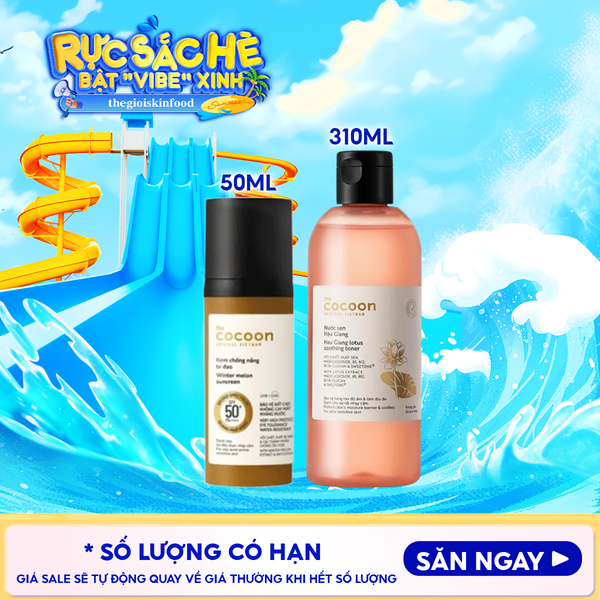  Kem Chống Nắng Cocoon Bí Đao Quang Phổ Rộng Dành Cho Da Dầu, Nhạy Cảm Winter Melon Sunscreen SPF50+ PA++++ 50ml 