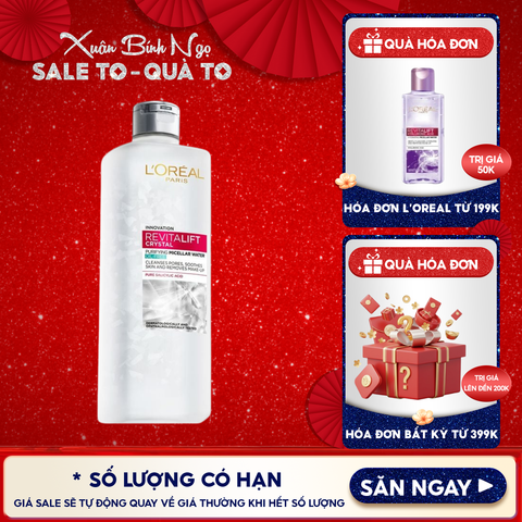 Nước Tẩy Trang L'oreal Làm Sạch Cho Da Dầu Revitalift Crystal Purifying Micellar Water
