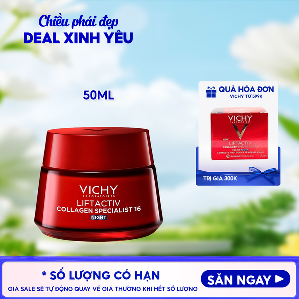  Kem Dưỡng Vichy Hỗ Trợ Sáng Da, Mờ Thâm Nám Ban Đêm Liftactiv Collagen Specialist Night 50ml 