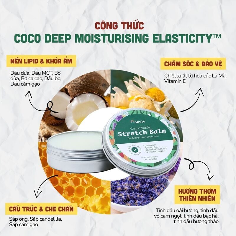 Bơ Dưỡng Ngừa Rạn, Làm Mờ Rạn COBOTÉ Coco Miracle Stretch Balm 100g
