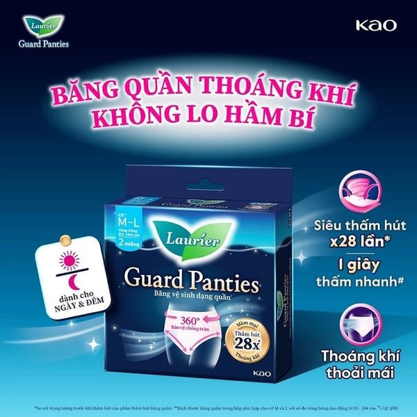  Băng Vệ Sinh Dạng Quần Laurier Guard Panties size M-L (Hộp 2 Miếng) 