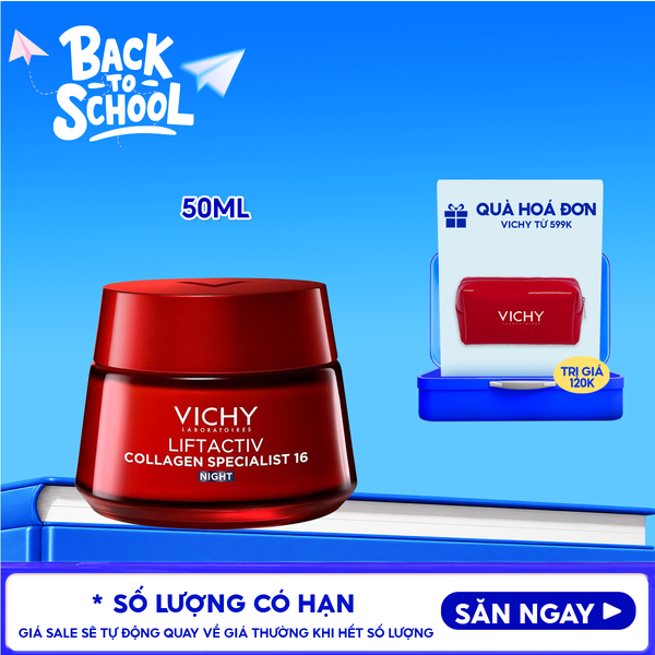  Kem Dưỡng Vichy Hỗ Trợ Sáng Da, Mờ Thâm Nám Ban Đêm Liftactiv Collagen Specialist Night 50ml 