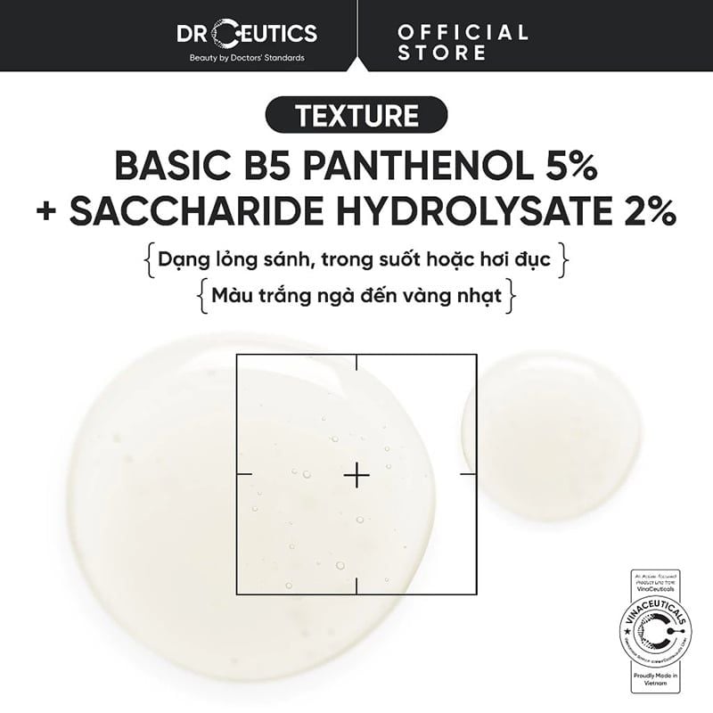 Serum Drceutics Cấp Ẩm, Làm Dịu Da Basic Panthenol 5% + Saccharide Hydrolysate 2% Restoring Serum