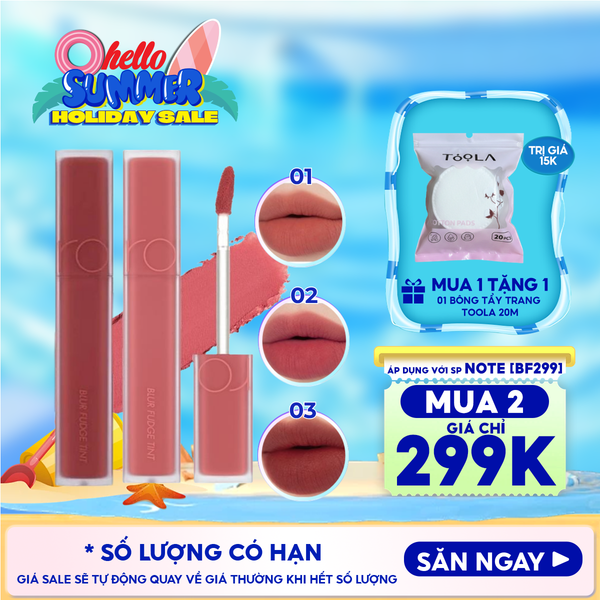  Son Kem Lì Romand Lên Màu Chuẩn, Mịn Môi Blur Fudge Tint 5g 