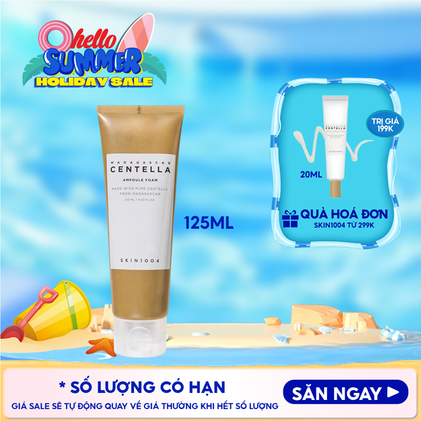  Sữa Rữa Mặt Tạo Bọt Skin1004 Làm Sạch Sâu, Dịu Nhẹ Chiết Xuất Rau Má Madagascar Centella Ampoule Foam 125ml 