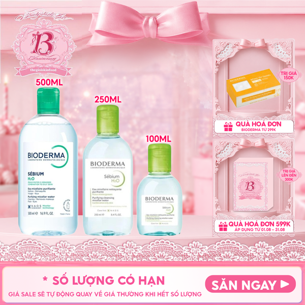  Nước Tẩy Trang Bioderma Cho Da Dầu, Da Hỗn Hợp, Da Mụn Sebium H2O 