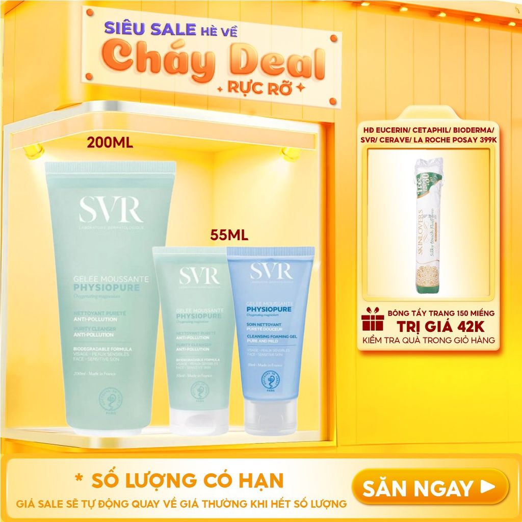 Sữa Rửa Mặt SVR Dạng Gel Dành Cho Da Nhạy Cảm Physiopure Gelée Moussante