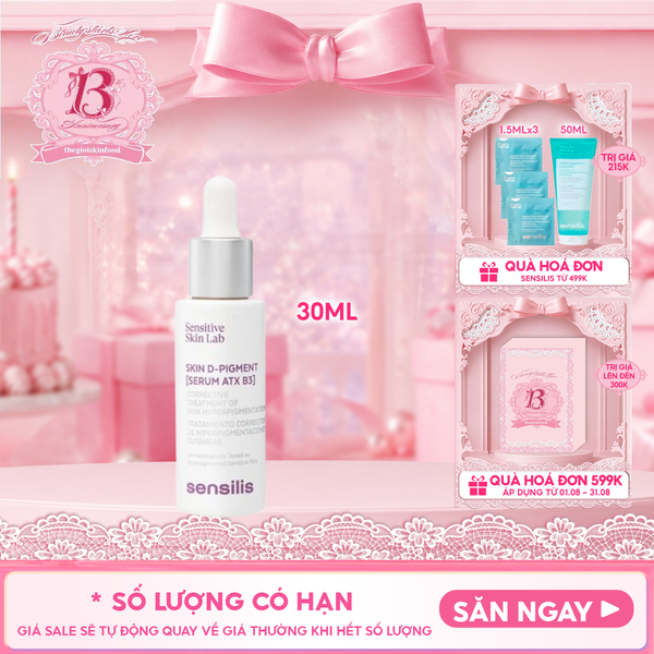  Serum Sensilis Hỗ Trợ Giảm & Ngăn Ngừa Thâm Nám, Làm Sáng Da Skin D-Pigment [Serum Atx B3] 30ml 