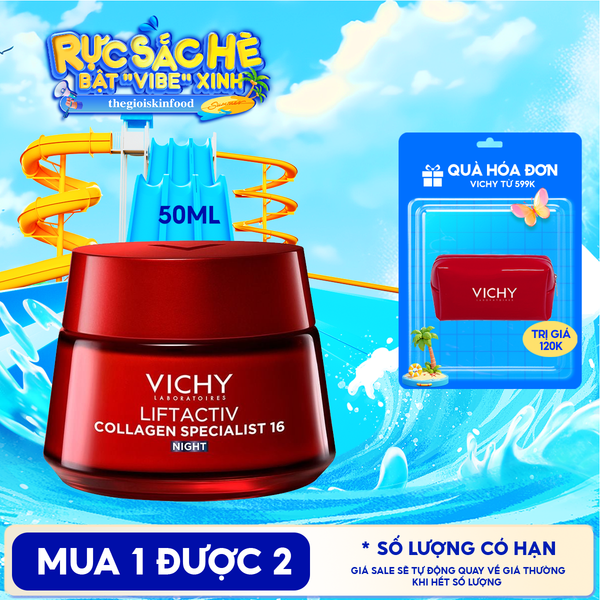 Kem Dưỡng Vichy Hỗ Trợ Sáng Da, Mờ Thâm Nám Ban Đêm Liftactiv Collagen Specialist Night 50ml 