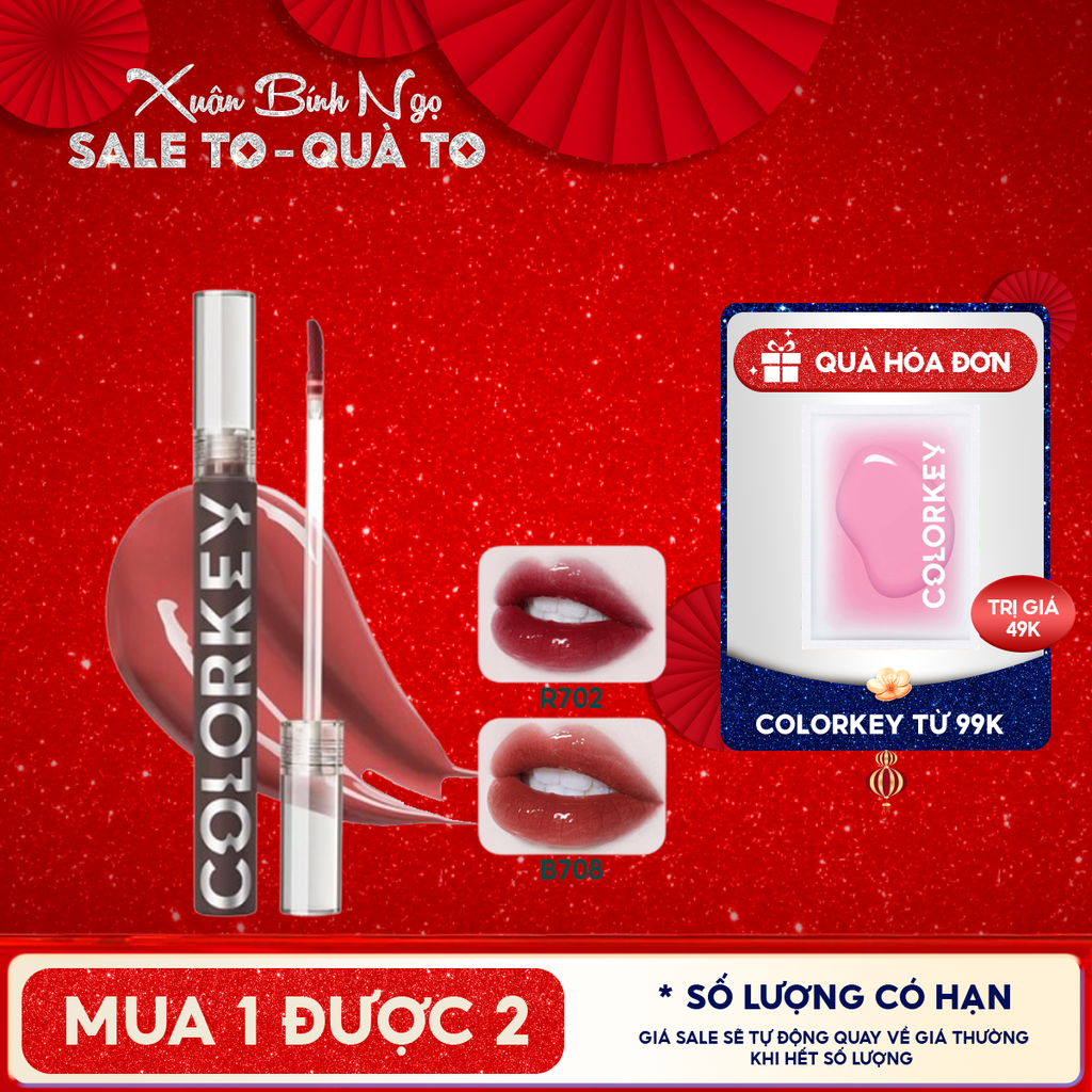 Son Tint Colorkey Gương Bóng Bền Màu, Lâu Trôi Airy Lip Mirror Series 1.7g