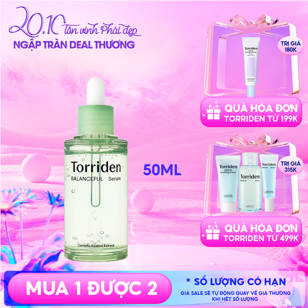 Serum Torriden Rau Má Làm Dịu Da, Hỗ Trợ Giảm Mẩn Đỏ Cho Da Torriden Balanceful Cica Serum 50ml