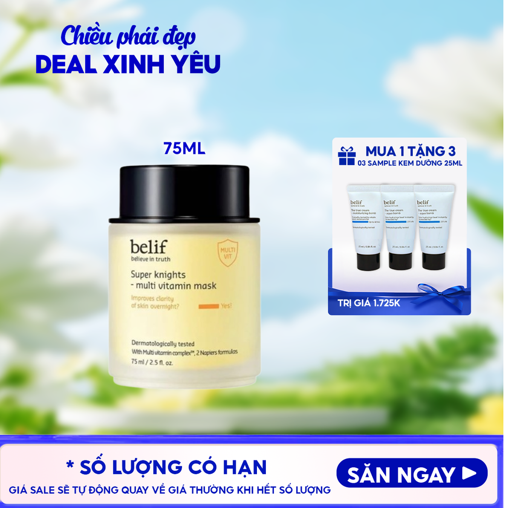 Mặt Nạ Ngủ Belif Dưỡng Ẩm & Hỗ Trợ Phục Hồi Da Chuyên Sâu Super Knights - Multi Vitamin Mask 75ml