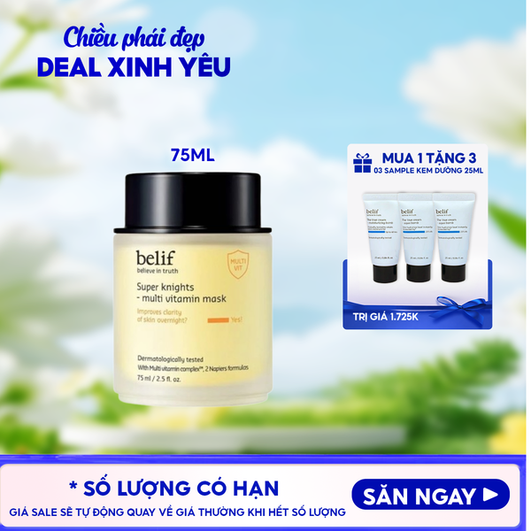  Mặt Nạ Ngủ Belif Dưỡng Ẩm & Hỗ Trợ Phục Hồi Da Chuyên Sâu Super Knights - Multi Vitamin Mask 75ml 