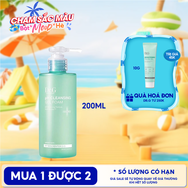  Sữa Rửa Mặt Dr.G Dạng Gel Tạo Bọt Dịu Nhẹ, Làm Sạch Sâu, Cấp Ẩm, Cho Da Nhạy Cảm pH Cleansing Gel Foam 200ml 