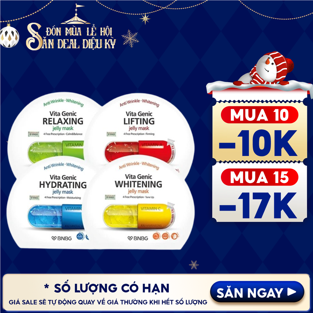 Mặt Nạ Miếng BNBG Dưỡng Ẩm, Hỗ Trợ Dưỡng Trắng, Cải Thiện Làn Da Hàn Quốc (Vitamin A, B, B3, E)