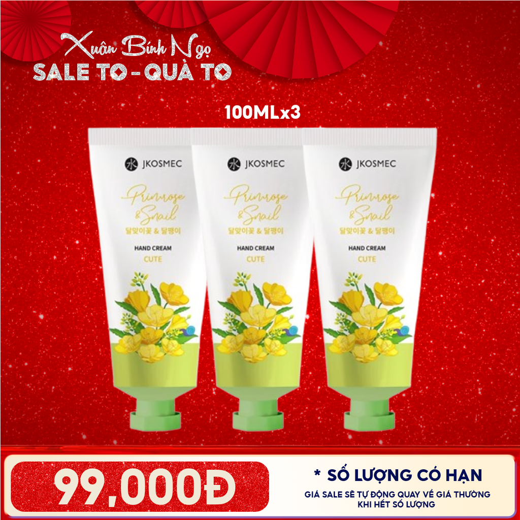 Combo 3 Tuýp: Kem Dưỡng Da Tay Jkosmec Cấp Ẩm Hương Hoa Hand Cream 100ml