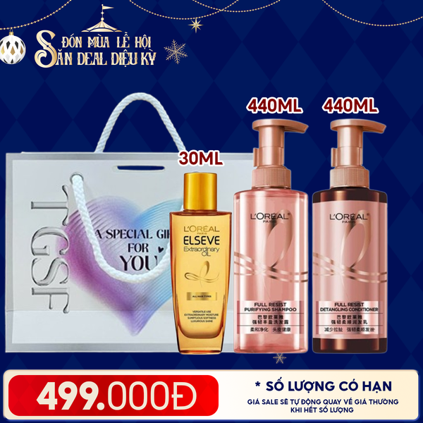  Dầu Gội, Dầu Xả L'oreal Giảm Rụng Tóc, Giúp Tóc Chắc Khỏe Full Resist 440ml 