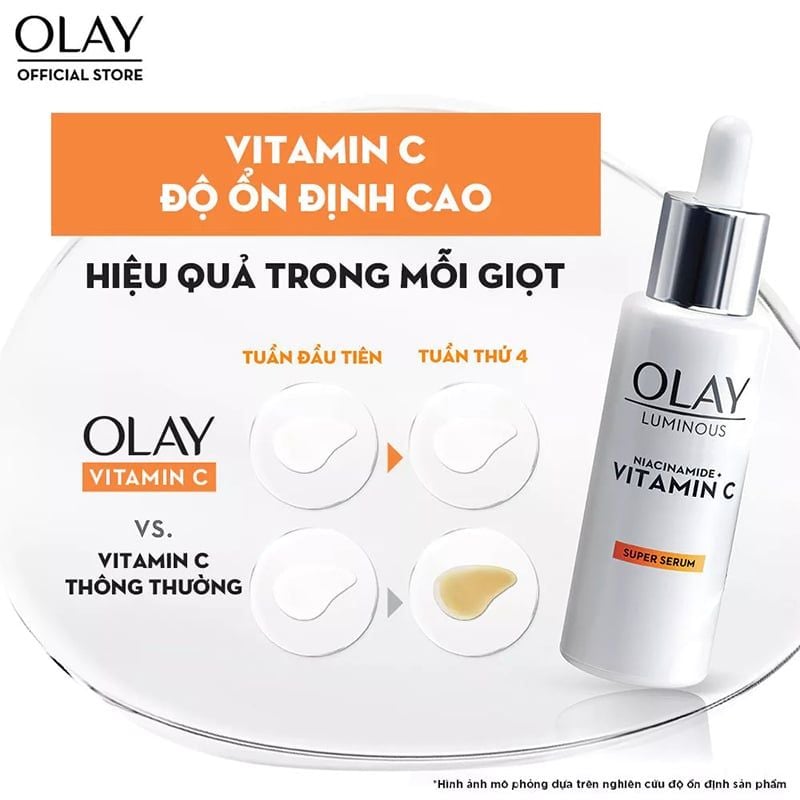 Serum Olay Hỗ Trợ Dưỡng Sáng Da, Làm Mờ Vết Thâm, Đốm Nâu Luminous Niacinamide + Vitamin C Super Serum 30ml