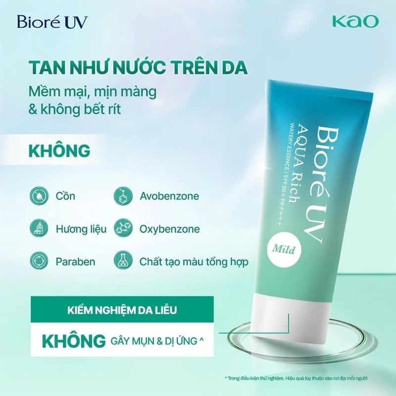 Tinh Chất Chống Nắng Màng Nước Dịu Nhẹ Bioré Uv Aqua Rich Watery Essence Mild SPF50+ PA++++ 50g