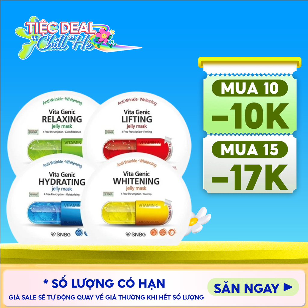 Mặt Nạ Miếng BNBG Dưỡng Ẩm, Hỗ Trợ Dưỡng Trắng, Cải Thiện Làn Da Hàn Quốc (Vitamin A, B, B3, E)