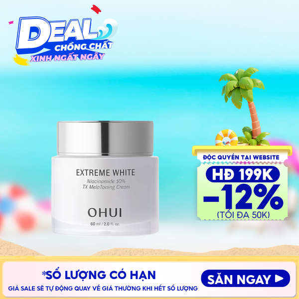  Kem Dưỡng OHUI Hỗ Trợ Dưỡng Sáng Chuyên Sâu Extreme White Niacinamide 10% TX MelaToning Cream 60ml 