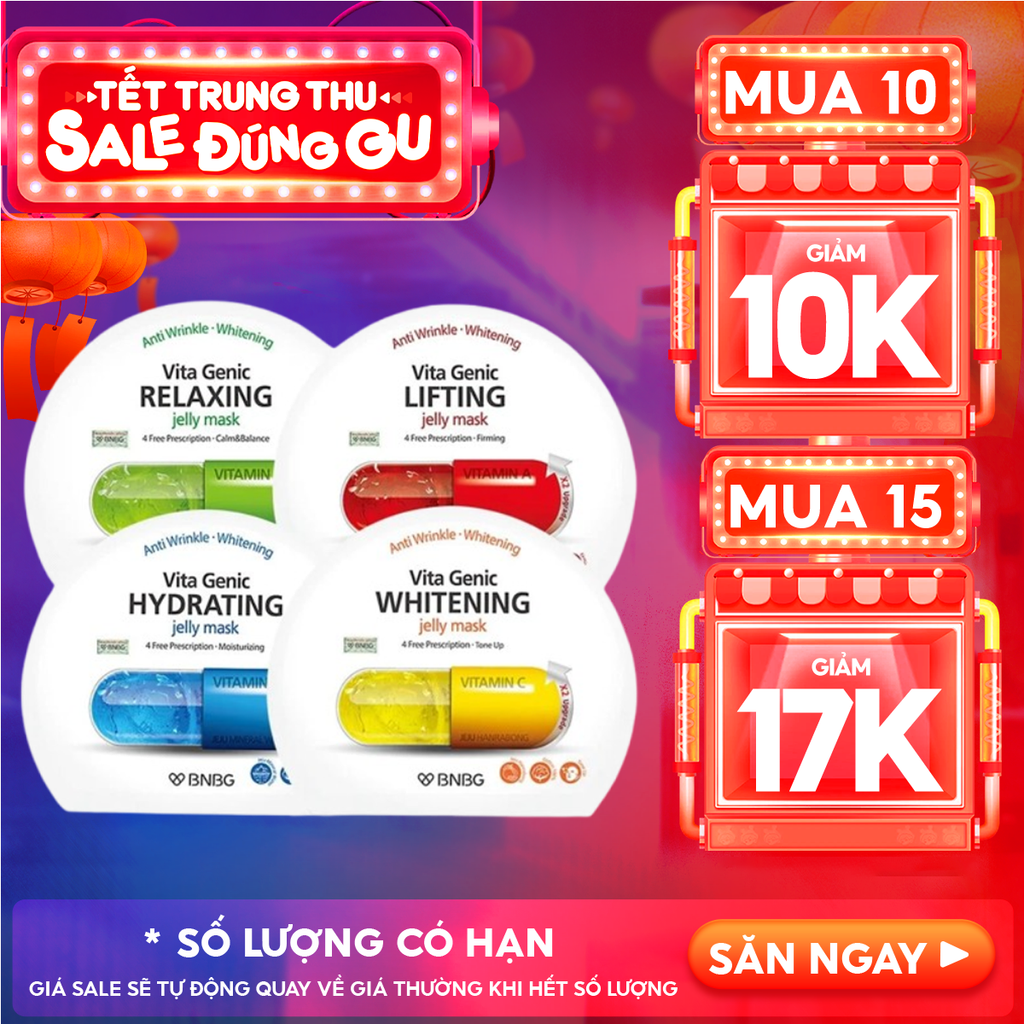 Mặt Nạ Miếng BNBG Dưỡng Ẩm, Hỗ Trợ Dưỡng Trắng, Cải Thiện Làn Da Hàn Quốc (Vitamin A, B, B3, E)