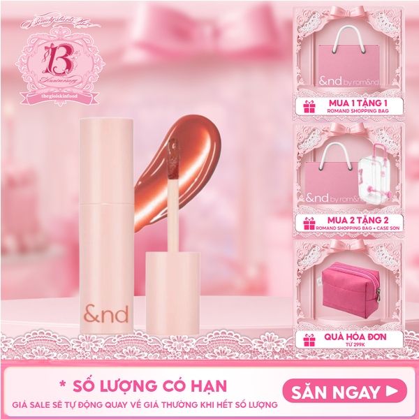  [&nd by rom&nd] Son Tint Bóng Căng Mọng Môi And By Romand Glassy Bomb Tint 2g 