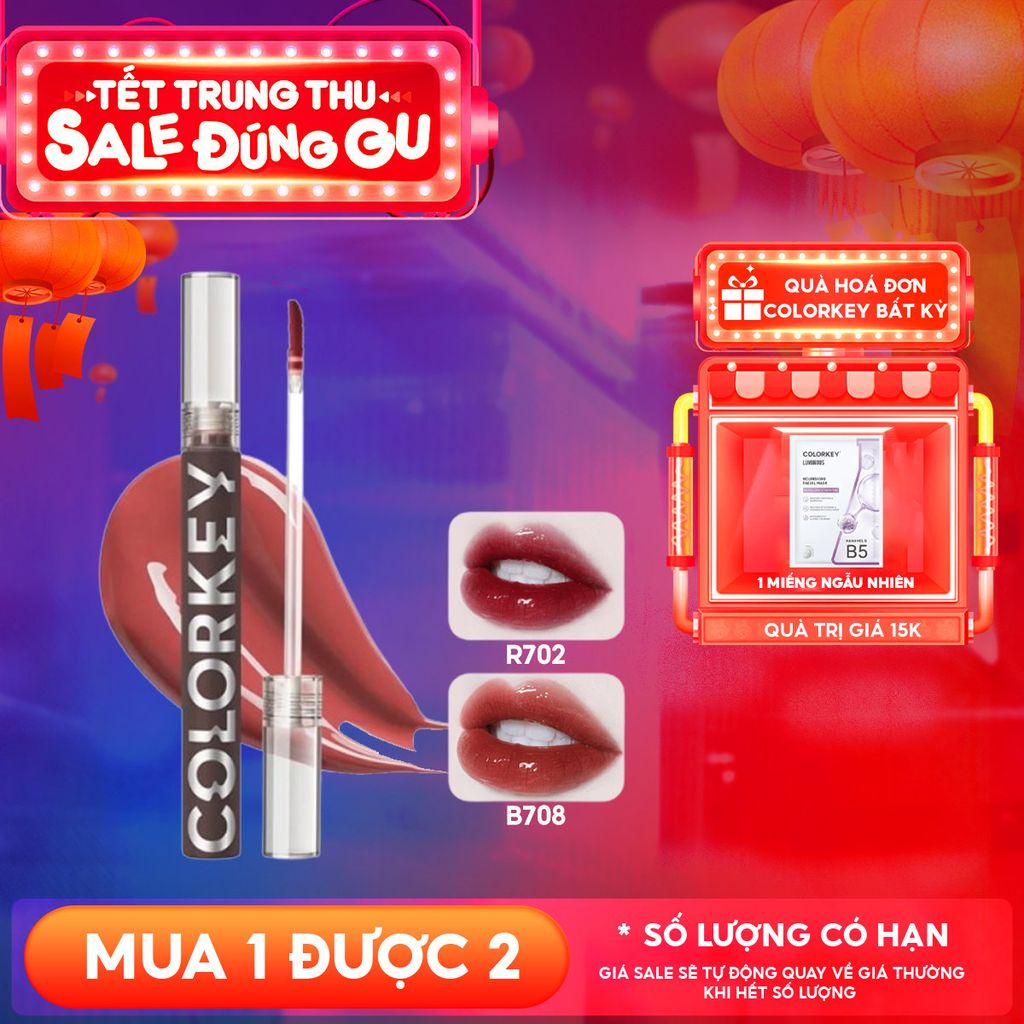 Son Tint Colorkey Gương Bóng Bền Màu, Lâu Trôi Airy Lip Mirror Series 1.7g