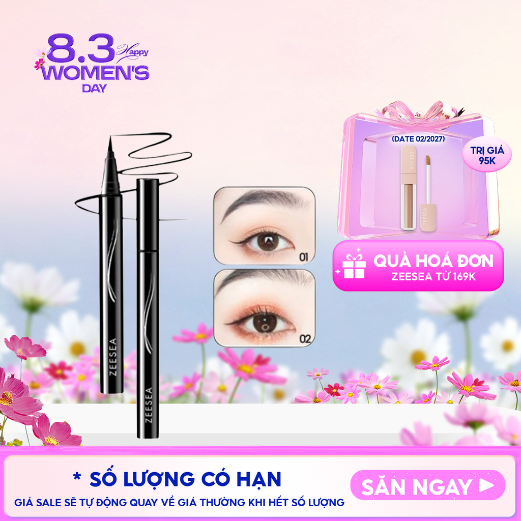 Bút Kẻ Mắt Nước Siêu Mảnh, Chống Thấm Nước, Lâu Trôi Zeesea Black Lasting Eyeliner 0.5g