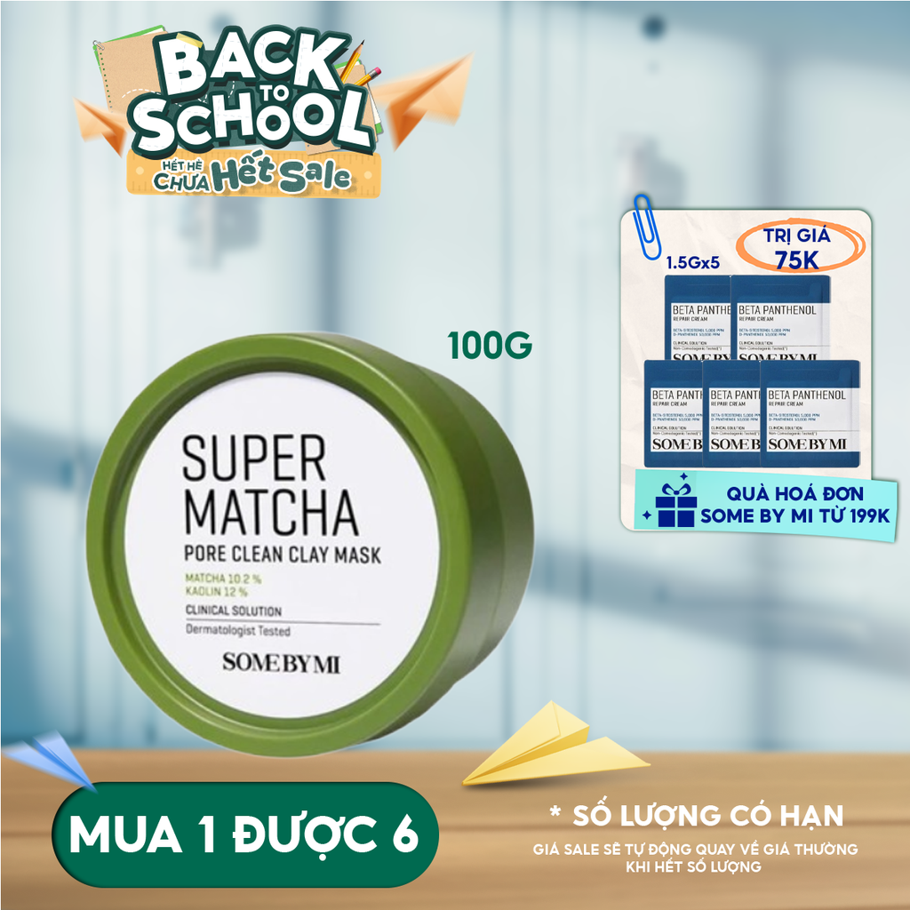 Mặt Nạ Đất Sét Some By Mi Trà Xanh Giúp Làm Sạch, Thu Nhỏ Lỗ Chân Lông Super Matcha Pore Clean Clay Mask 100g